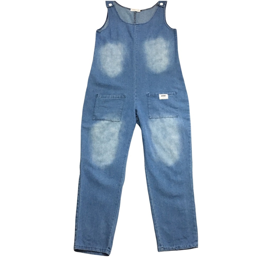 MISSLOOK Denim Button Shoulder Sleeveless Lagon Look Jumpsuit Size Small